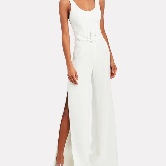 Jonathan Simkhai Pants - Jonathan Simkhai Belted Crepe Wide Leg Jumpsuit